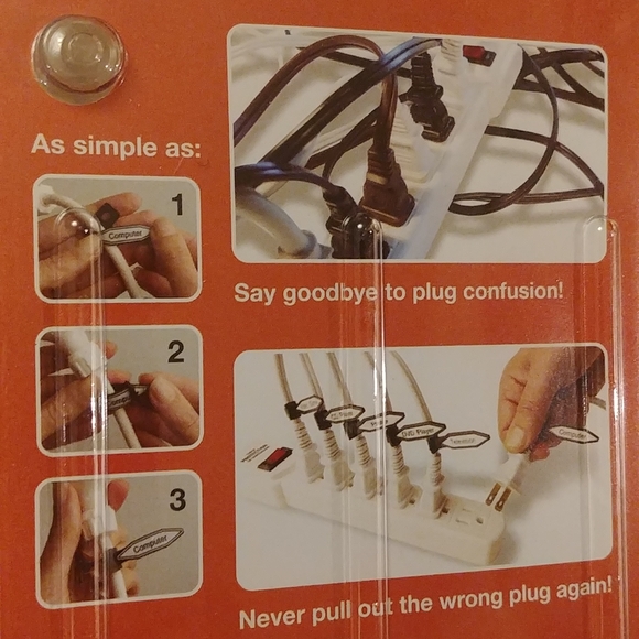 🎉2/$12 Kable Cable Plug Flags Ties 2pc Set For Electronics - Picture 4 of 7